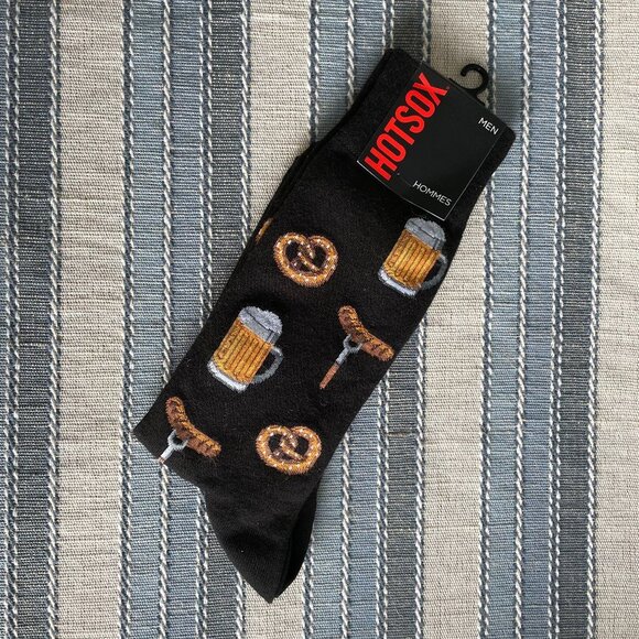 HOTSOX Cotton Poly Nylon Blend Custom Novelty Socks in Black & Gold Sz OS NWT - Picture 1 of 5